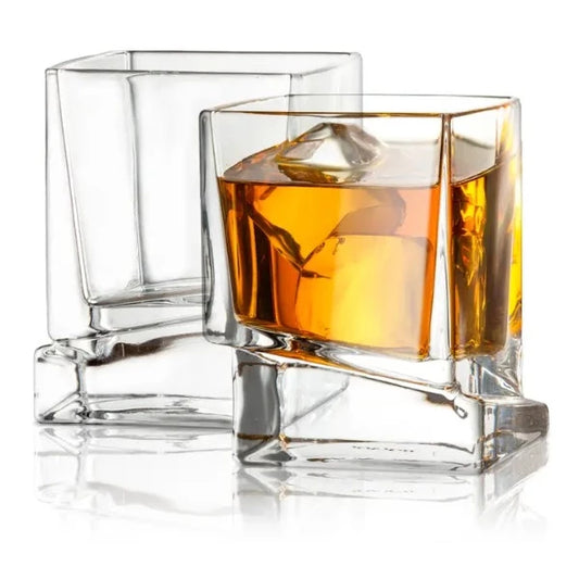 Square Heavy Base Bourbon Glass Set of 2