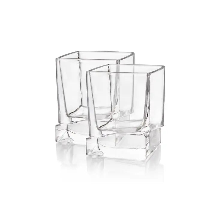 Square Heavy Base Bourbon Glass Set of 2