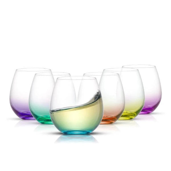 Hue Colored Stemless Wine Glass Set